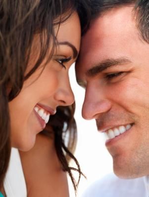 Smiling young couple in love